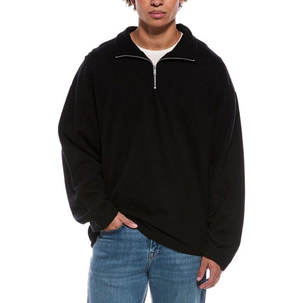 Pangaia Mens  Wool Funnel Neck Sweater, Black